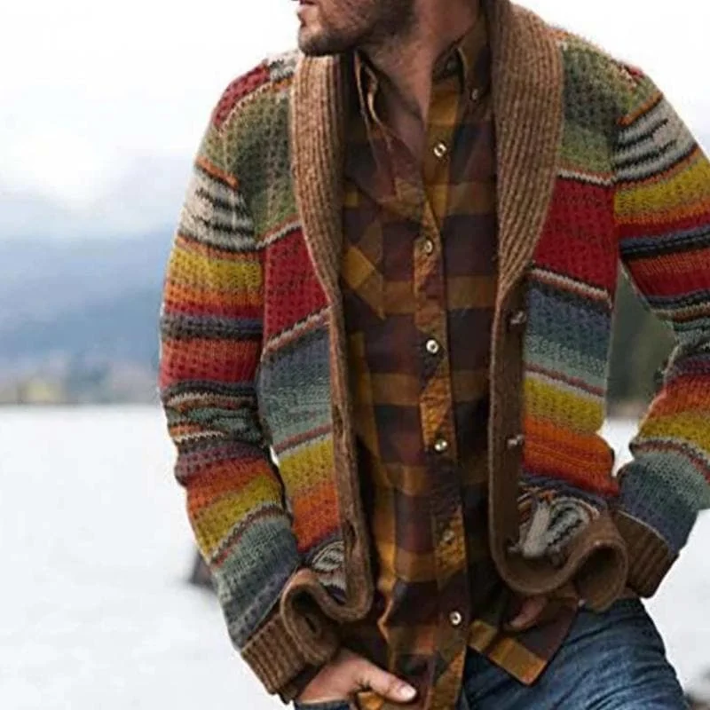 Gestreifter Herren Cardigan im modernen Design – Terenzo