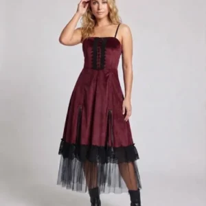 Frauen Vampir-inspiriertes Kostümkleid mit durchsichtiger Tüllschicht und Rüschendetails Echo Archiv