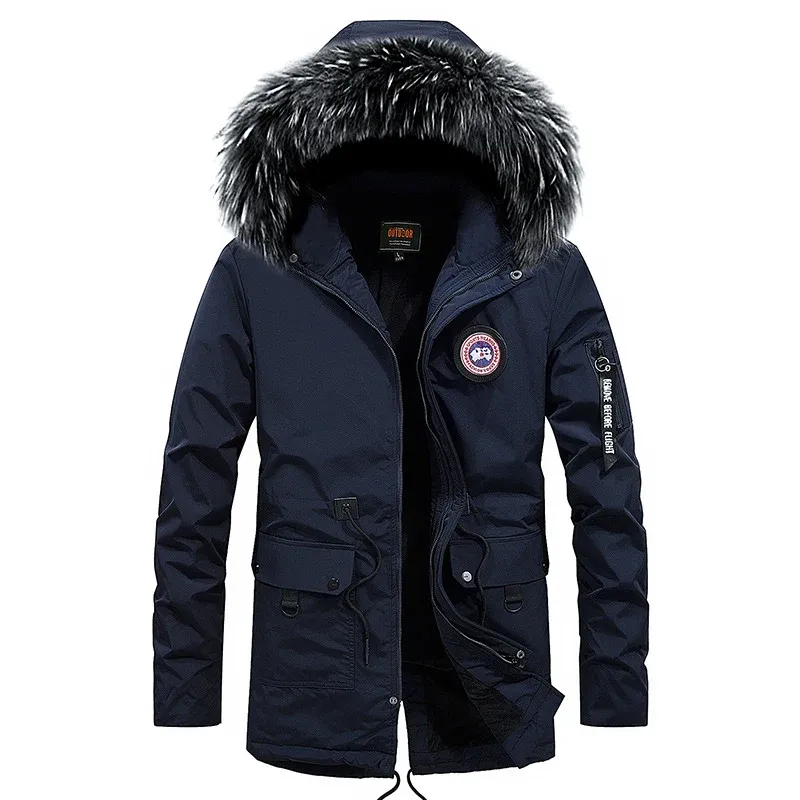 Herren warme Outdoor-Jacke mit abnehmbarem Kunstfellkragen – Taviero