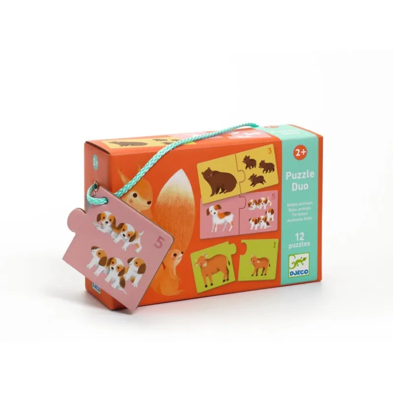 Lernspiel: Puzzle duo: Tierbabys von DJECO Light Gray Djeco