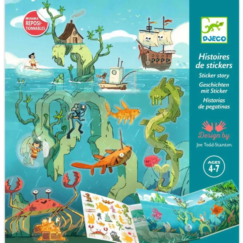 Stickerbuch: Meeresabenteuer von DJECO Cadet Blue Djeco