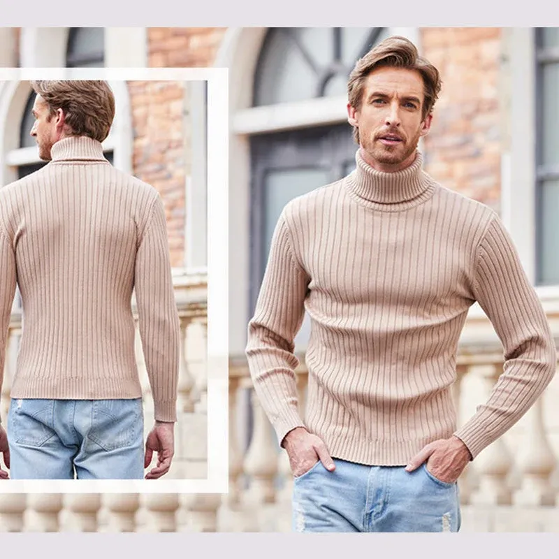 Herren Strickpullover mit hohem Kragen und Rippenmuster – Norvane
