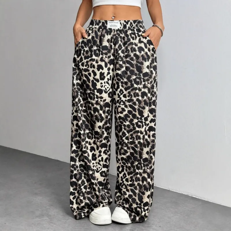 Damen Palazzo-Hose mit schickem Leopardenmuster – Avélisse