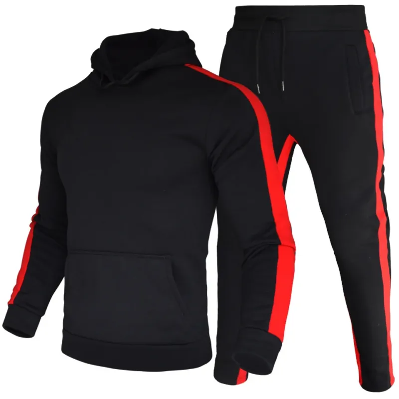 Herren sportliches Kapuzen-Sweatshirt und Jogginghose Set – Cavarno