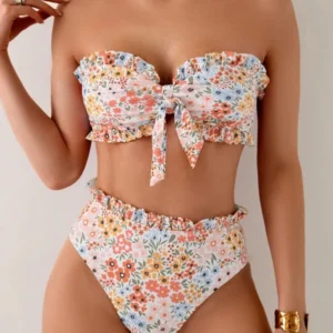 Damen Bandeau-Bikini mit verspieltem Rüschendesign – Maréssa