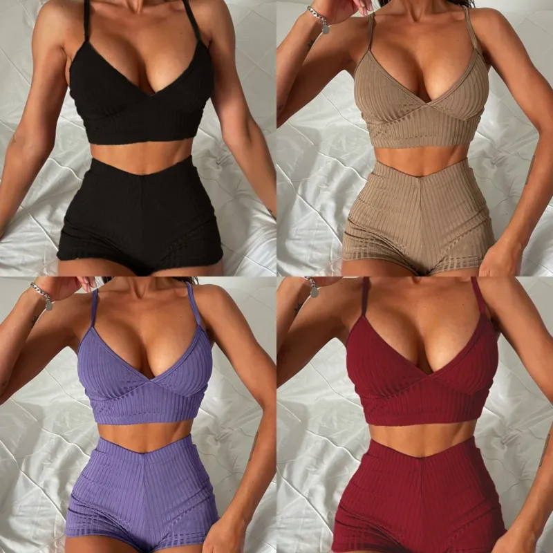 Damen Sportliches Crop-Top und Shorts Set – Orélia