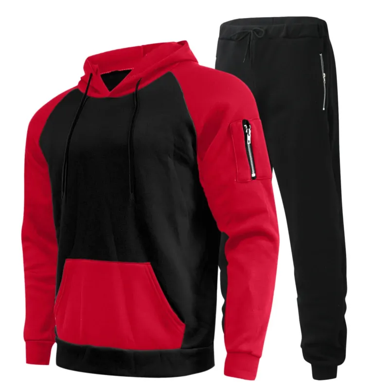 Herren Sportliches Kapuzenpullover- und Jogginghosen-Set mit funktionalen Seitentaschen – Cavarno