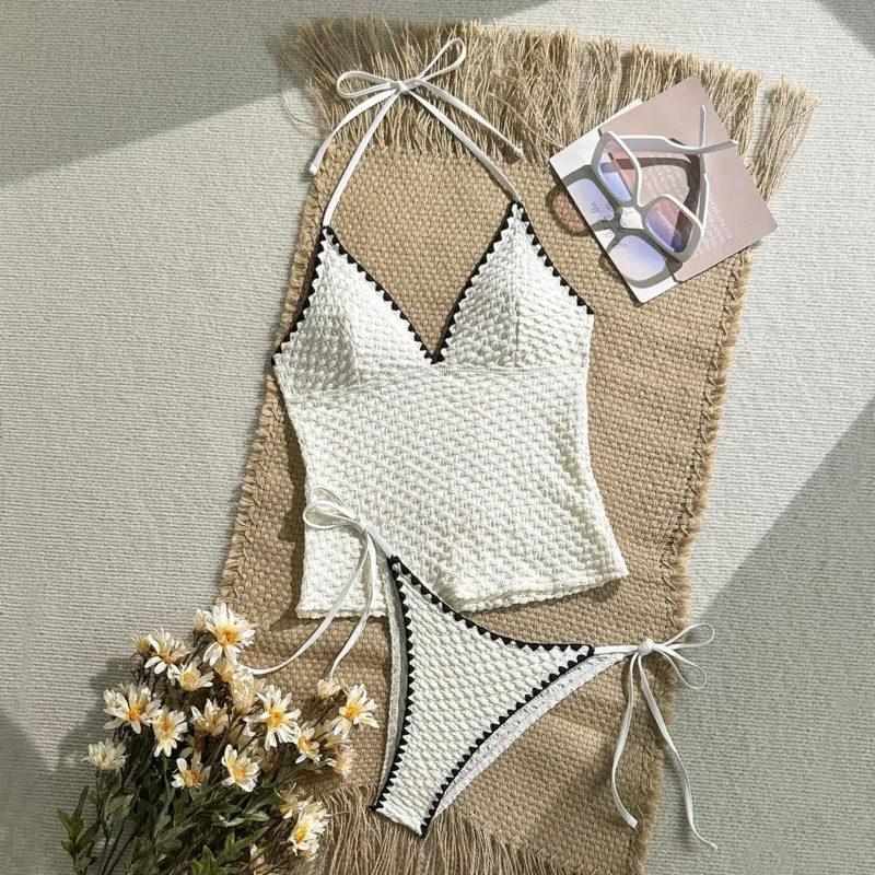 Damen Häkelbikini-Set mit modischem V-Ausschnitt – Maréssa