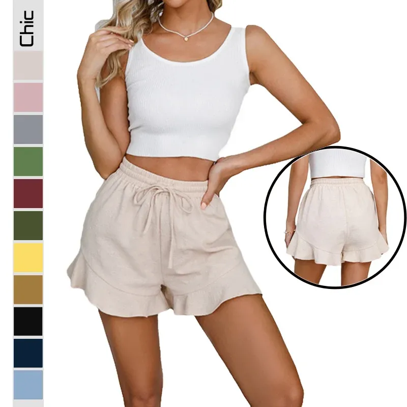 Damen Luftige kurze Rüschenshorts – Avélisse