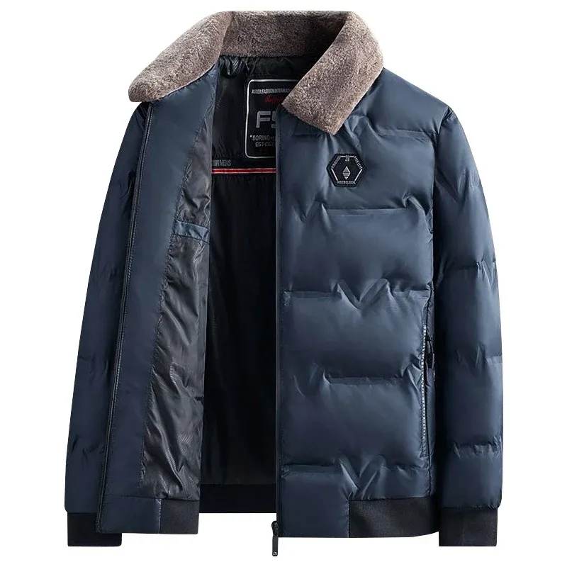 Herren Elegante Wattierte Jacke mit Pelzkragen – Taviero