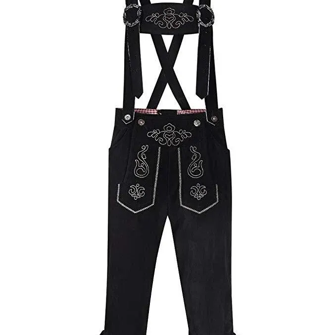 Damen traditionelle Trachten Latzhose mit bestickten Taschen und verstellbaren Trägern – Avélisse