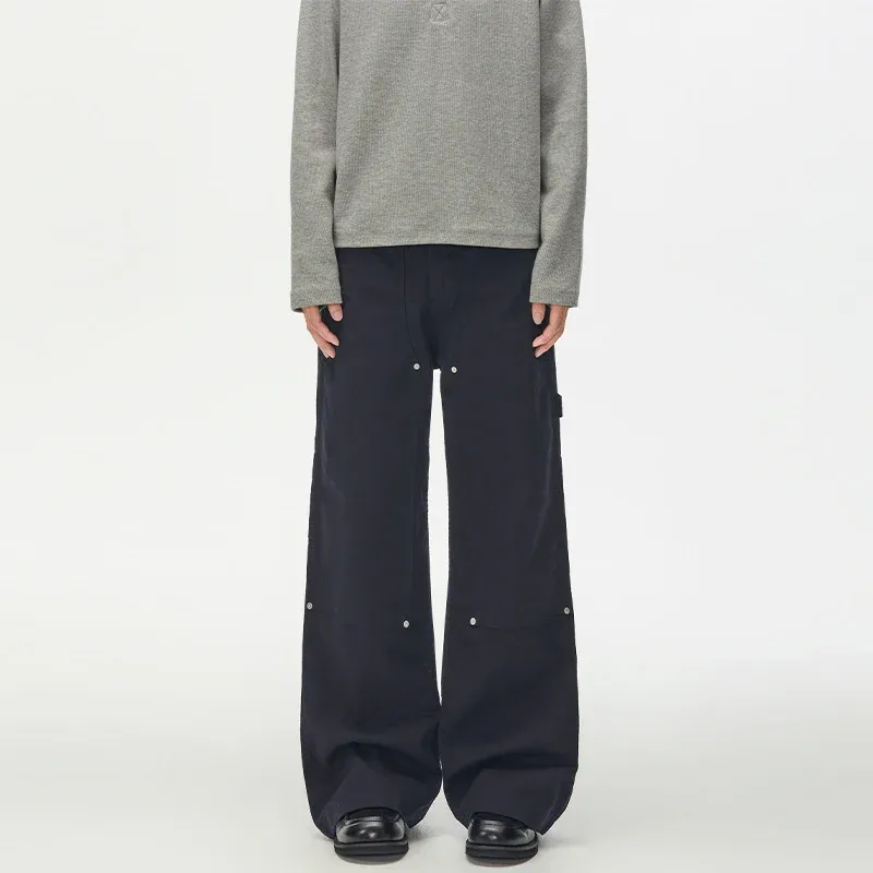 Herren Extraweite Canvas-Utility-Hose mit geteilten Beinen und Druckknopf-Details Echo Archiv