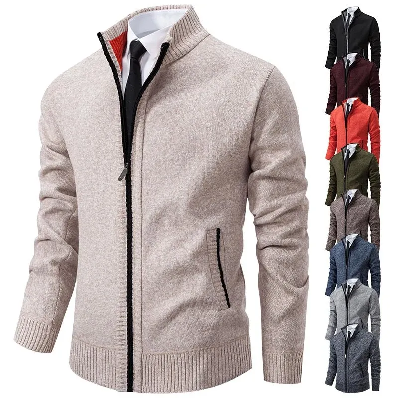 Herren sportliche Strickjacke mit Stehkragen und Reißverschluss – Taviero