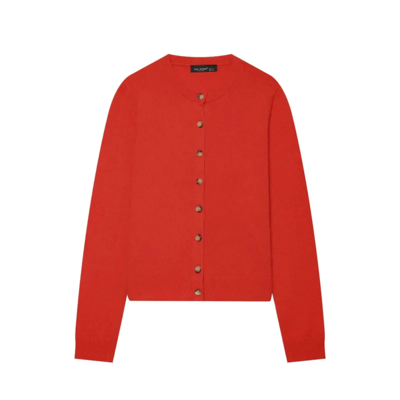 Damen Feinstrick-Cardigan im Cropped-Schnitt mit Rundhalsausschnitt und Holzknopfleiste Echo Archiv