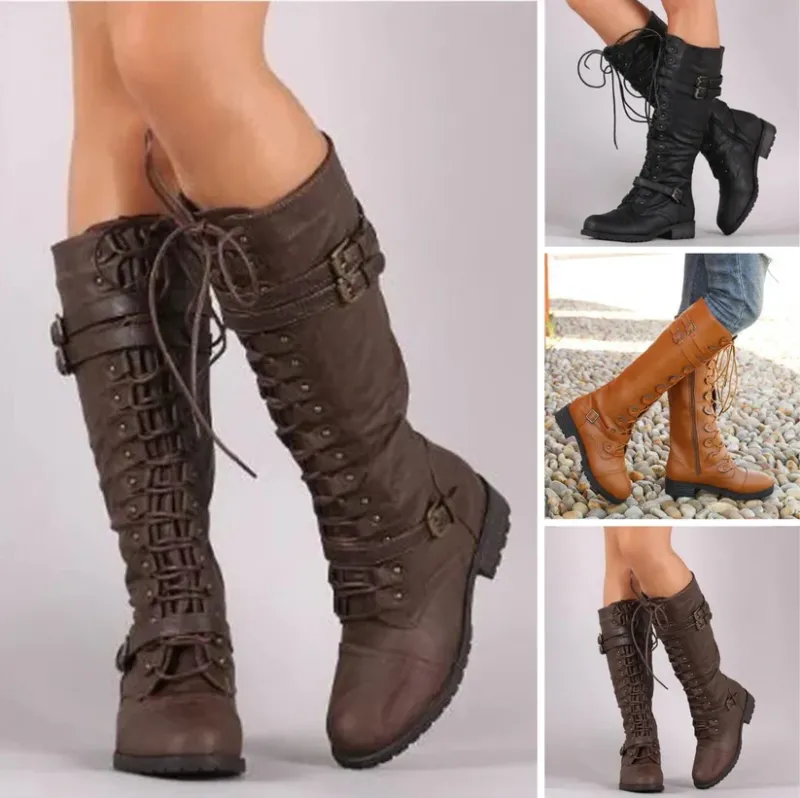Retro-Schnürstiefel mit Schnalle – Lioré